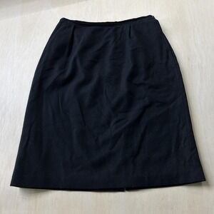 Personal Petites Skirt Womens M Black Solid Wool Pencil Knee Length Lined Slit